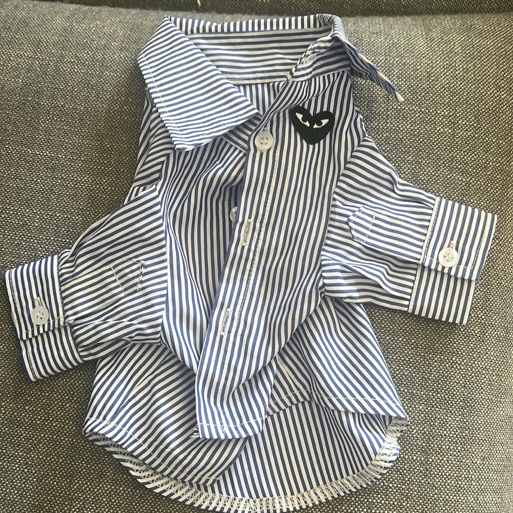 Dog Striped button up shirt with heart detail